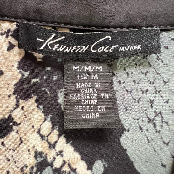 Kenneth Cole New York Womens Blouson Dress Snakeskin Print Black Teal Medium - Picture 13 of 16